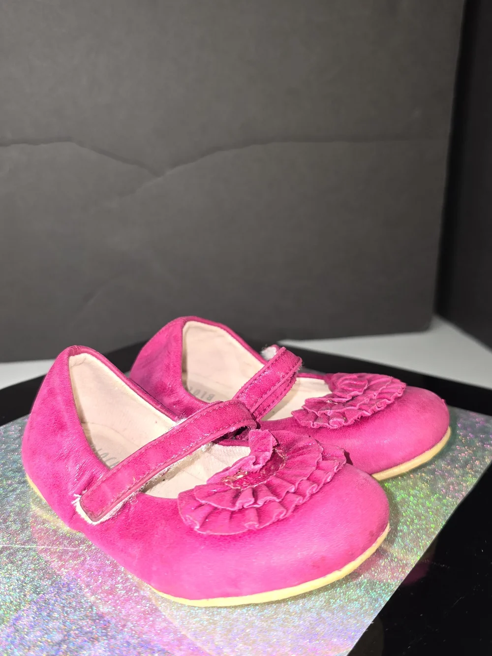 Bloch Hot Pink Ruffle Mary Jane Girls' Ballet Shoes Sz 24 (US 7-8) Toddler